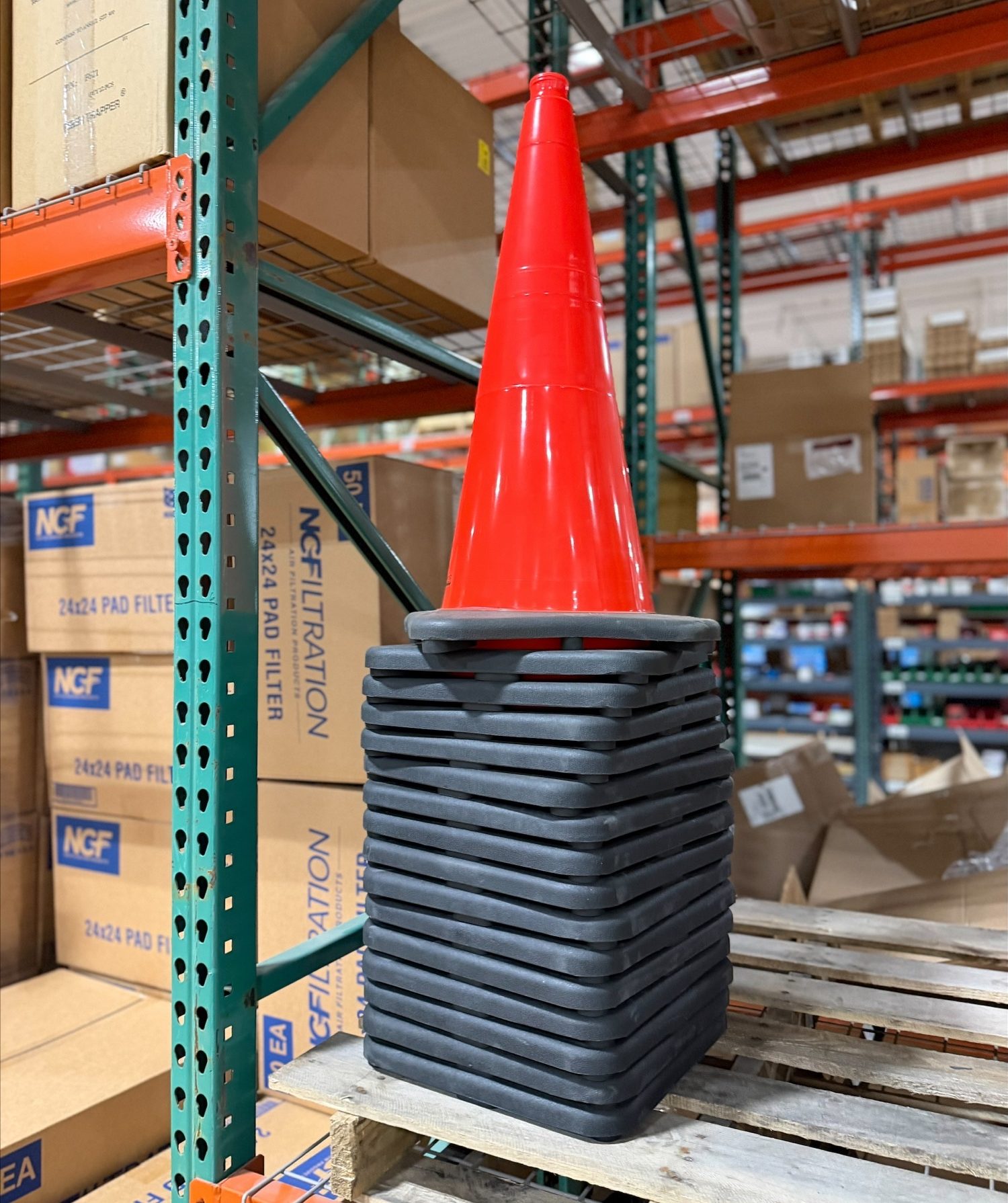 stack of safety cones