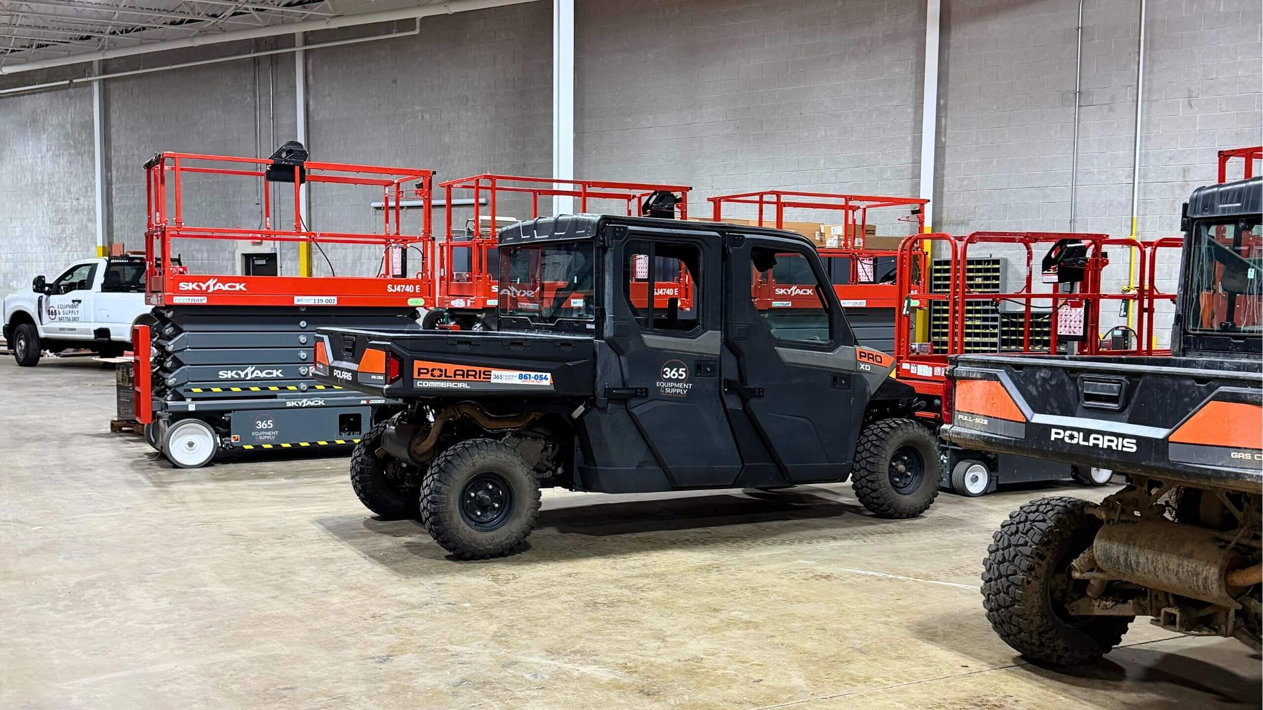 Polaris UTVs, SkyJack Lifts and more heavy equipment for rent at 365 Equipment & Supply Polaris UTV, SkyJack Lift and more heavy equipment at 365 Equipment & Supply